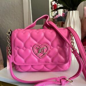 Juicy Couture Pink Heart Quilted Flawless Flap Crossbody Purse
